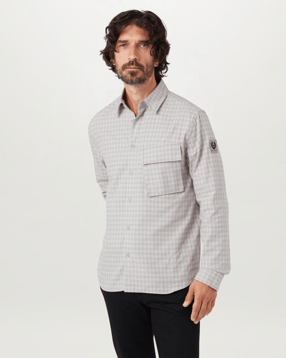 Young Ideas/Henmores - Scale Check Overshirt - Cement Grey/Silver Birch - M