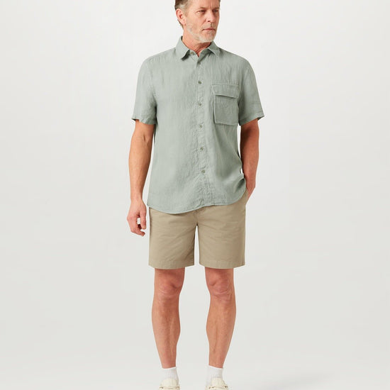 Young Ideas/Henmores - Scale Short Sleeve Shirt - Lichen Green - M