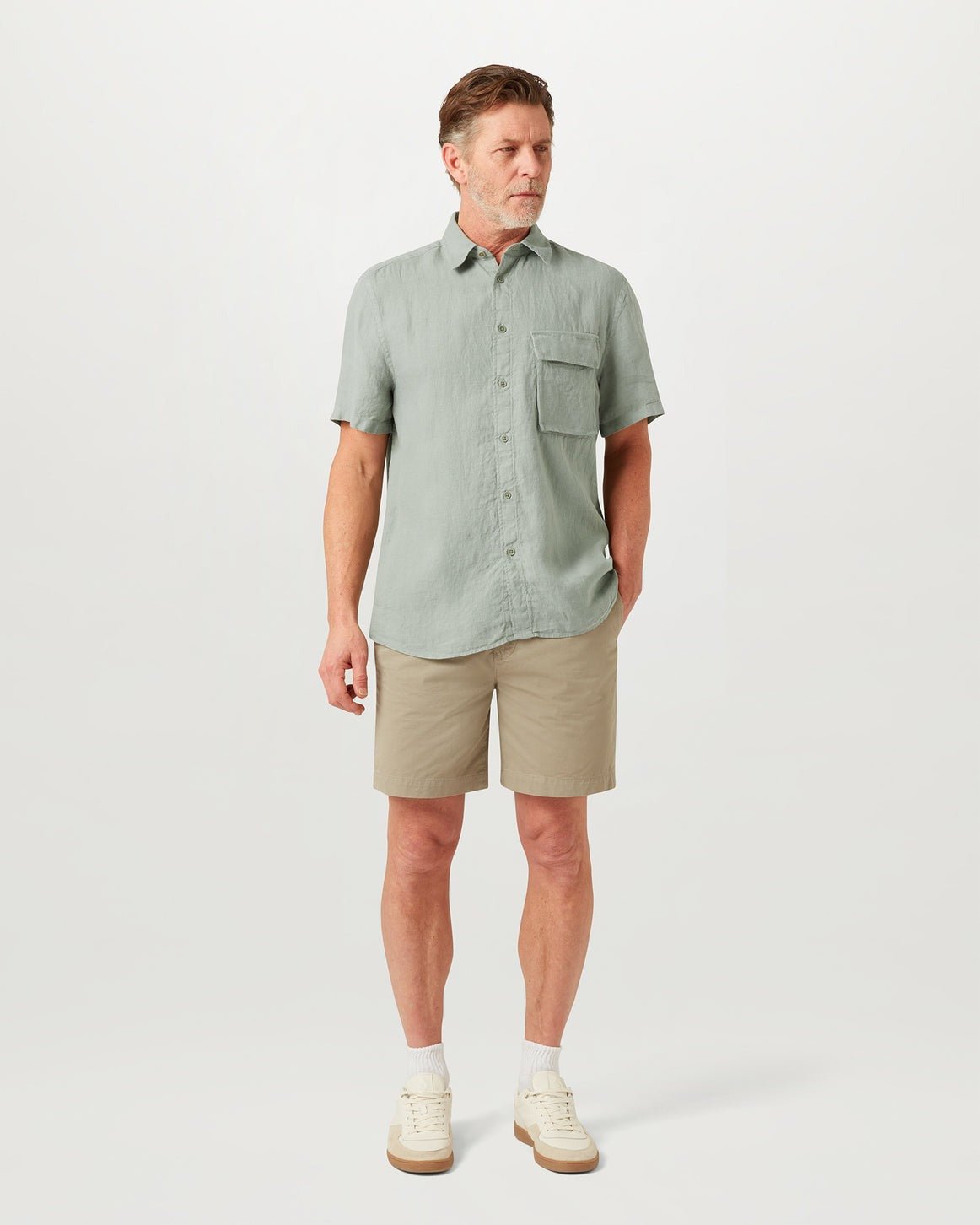 Young Ideas/Henmores - Scale Short Sleeve Shirt - Lichen Green - M