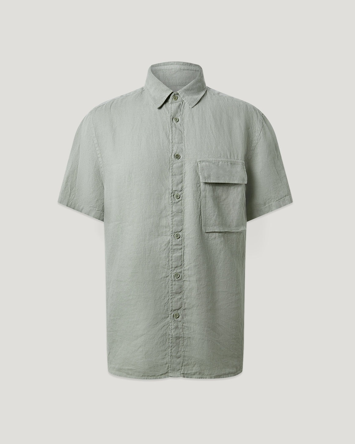 Young Ideas/Henmores - Scale Short Sleeve Shirt - Lichen Green - M