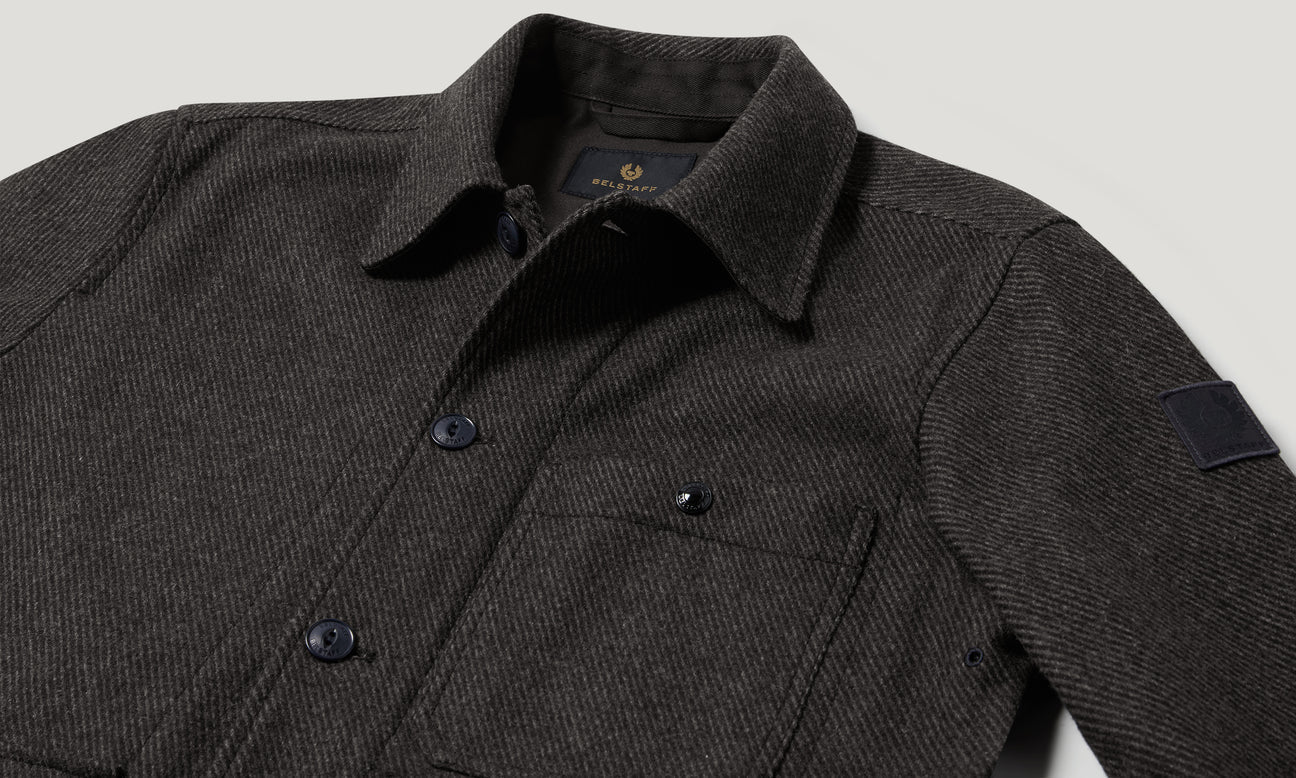 Young Ideas & Henmores -Trail Wool Overshirt -Charcoal Twill -M