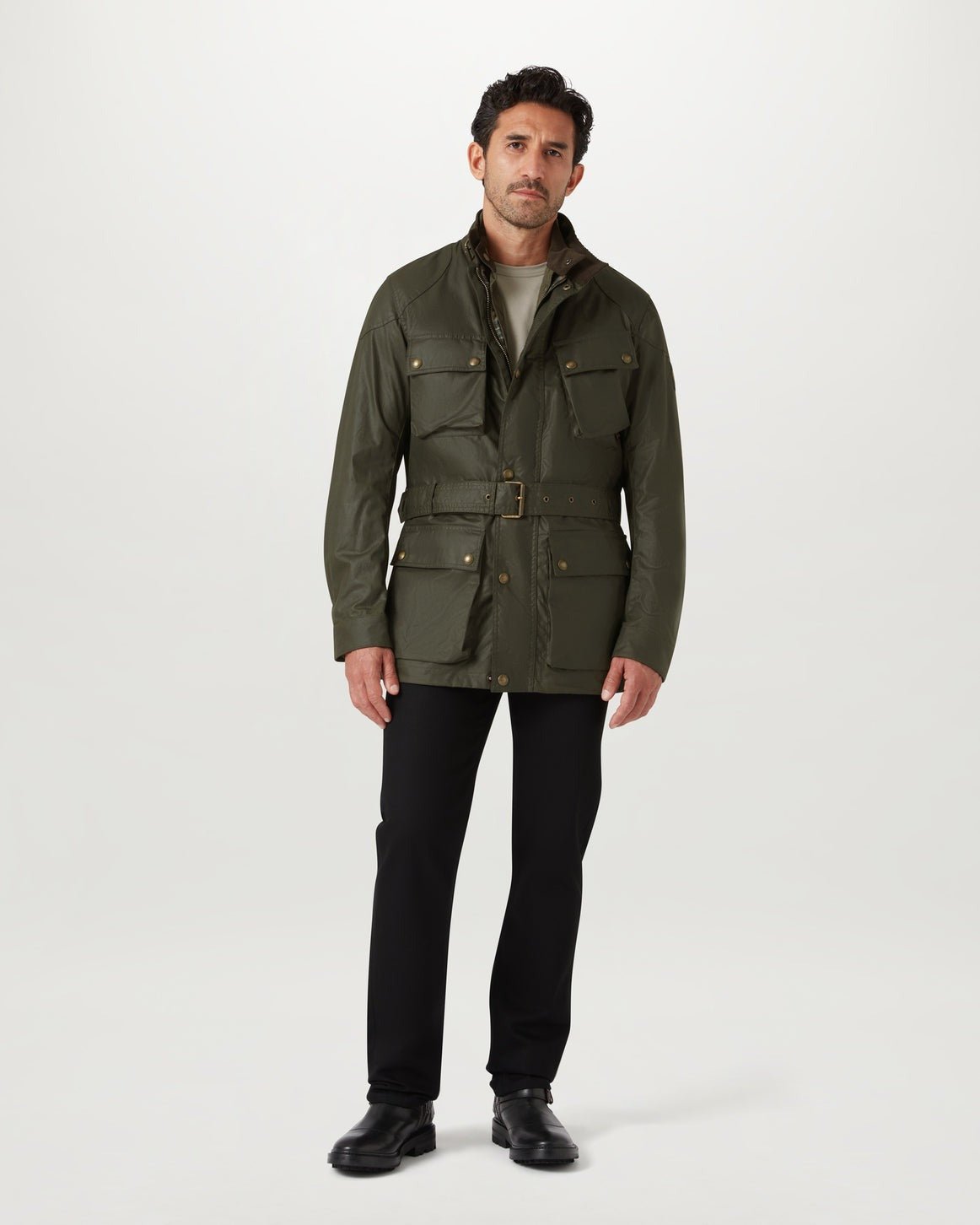 Young Ideas/Henmores - Trialmaster Wax Belted Jacket - Faded Olive - 38