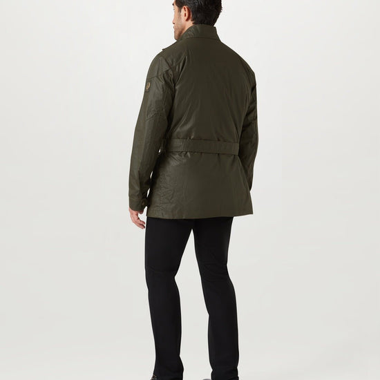 Young Ideas/Henmores - Trialmaster Wax Belted Jacket - Faded Olive - 38