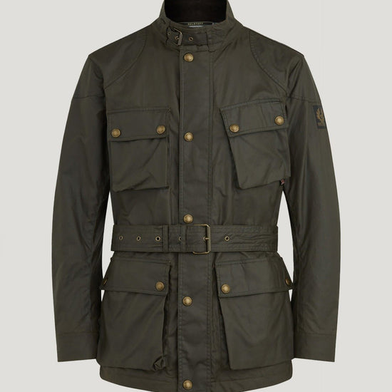 Young Ideas/Henmores - Trialmaster Wax Belted Jacket - Faded Olive - 38