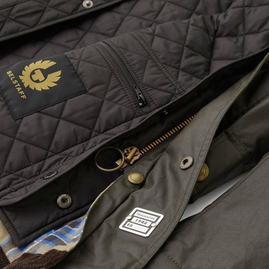 Young Ideas/Henmores - Trialmaster Wax Belted Jacket - Faded Olive - 38