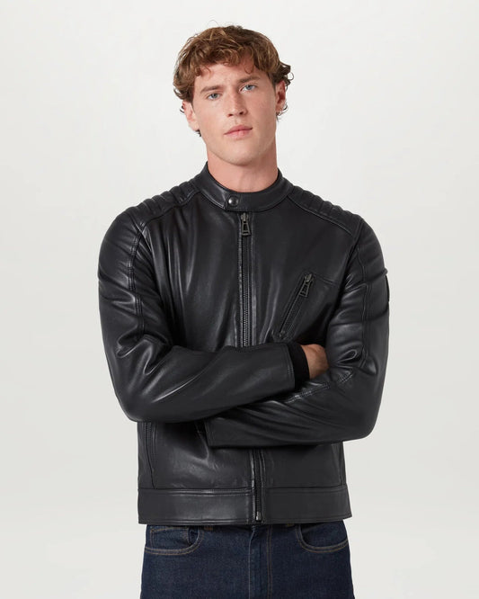 Young Ideas & Henmores -V Racer Leather Jacket -Black -40