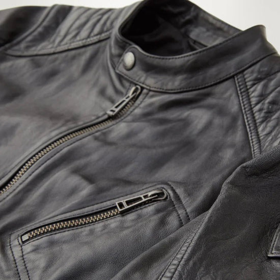 Young Ideas & Henmores -V Racer Leather Jacket -Black -40