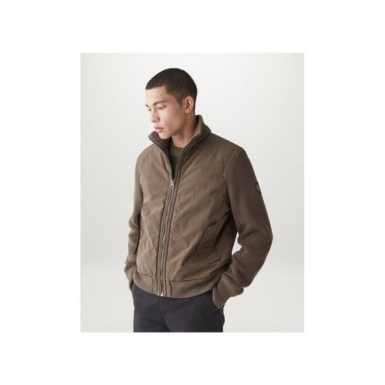 Young Ideas/Henmores - Ward Knitted Detail Full Zip Cardigan - Clay Brown - L