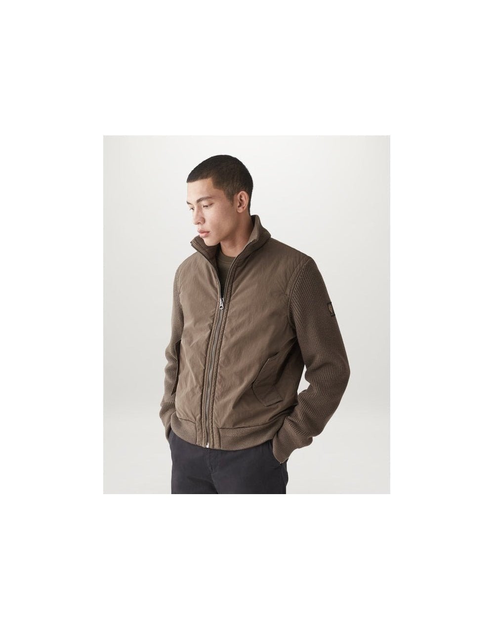 Young Ideas/Henmores - Ward Knitted Detail Full Zip Cardigan - Clay Brown - L