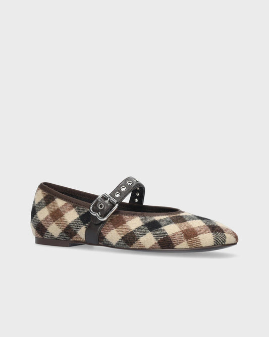 Young Ideas & Henmores -Arlo Tartan Ballerinas -Beige -4