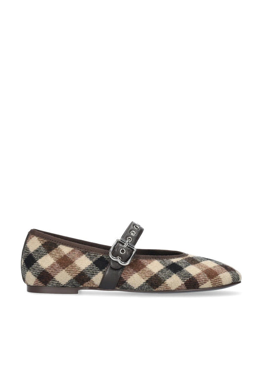 Young Ideas & Henmores -Arlo Tartan Ballerinas -Beige -4