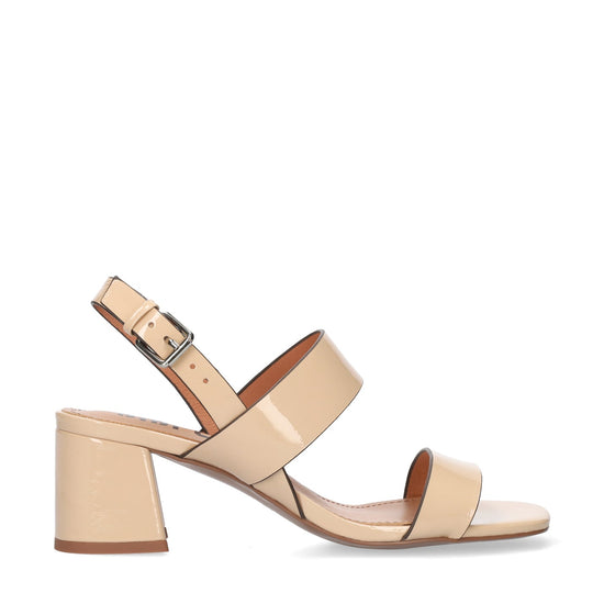 Young Ideas/Henmores - Block Heel Patent Sandal - Beige - 4