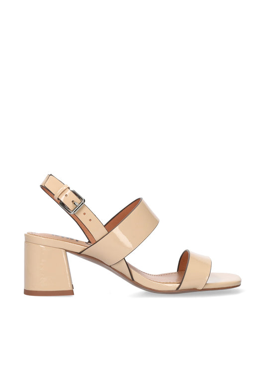 Young Ideas/Henmores - Block Heel Patent Sandal - Beige - 4