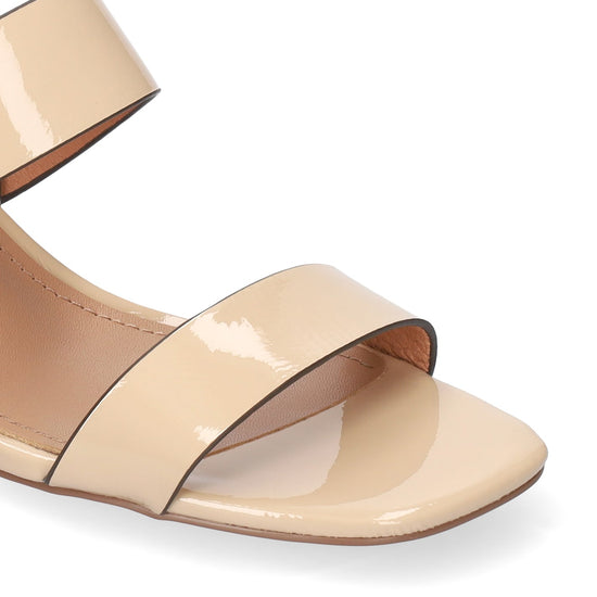 Young Ideas/Henmores - Block Heel Patent Sandal - Beige - 4
