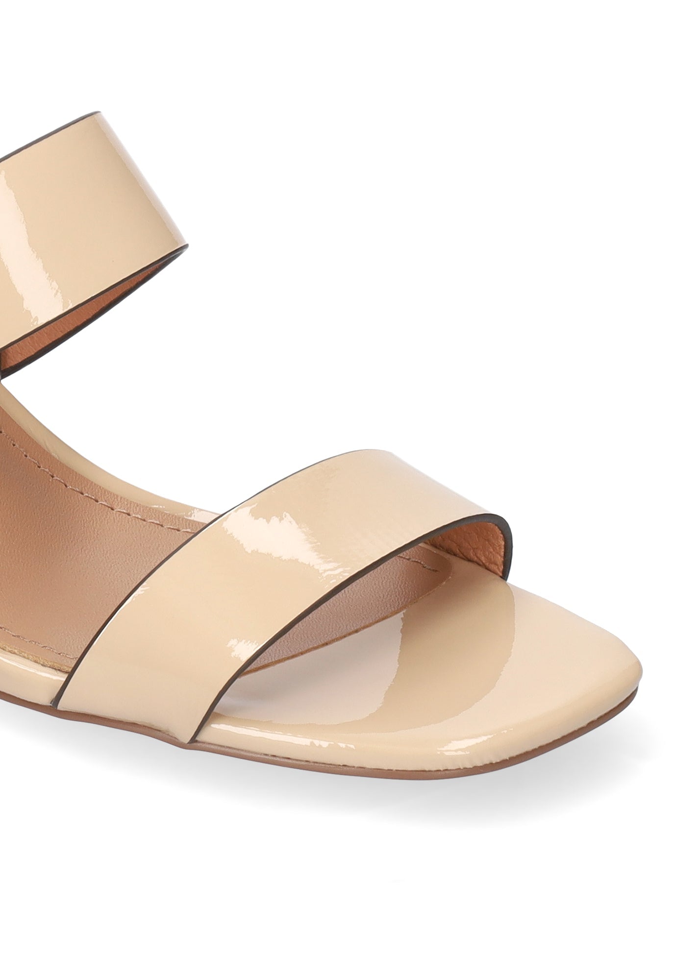 Young Ideas/Henmores - Block Heel Patent Sandal - Beige - 4