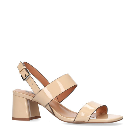 Young Ideas/Henmores - Block Heel Patent Sandal - Beige - 4