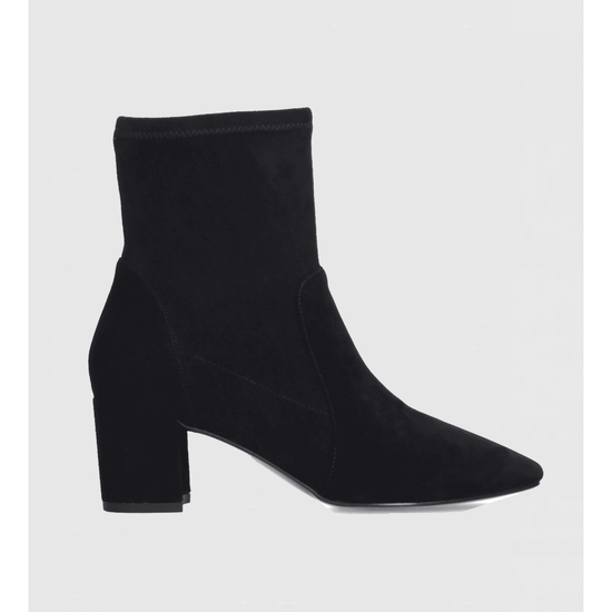 Young Ideas/Henmores - Block Heel Suede Ankle Boot - Black - 4