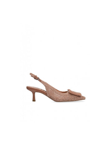 Young Ideas/Henmores - Dalia 65 Crochet Detail Sling Back Kitten Heel - nude - 4