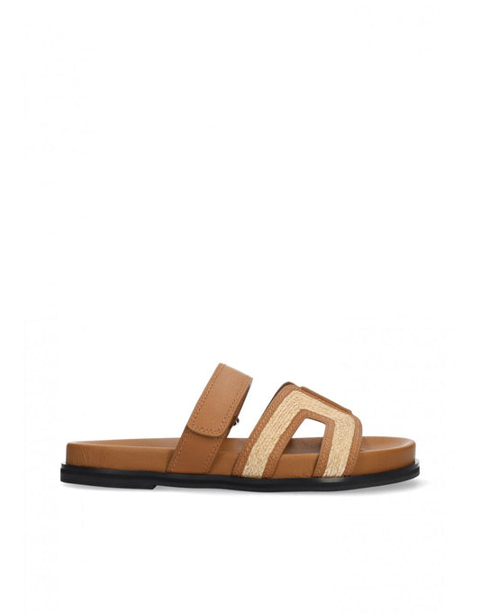 Young Ideas/Henmores - Mindy Raffia Slide On Sandal - Brown Raffia - 4