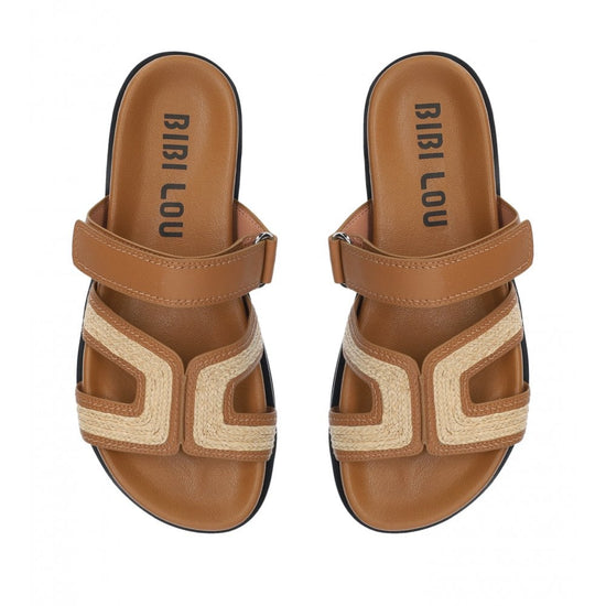 Young Ideas/Henmores - Mindy Raffia Slide On Sandal - Brown Raffia - 4