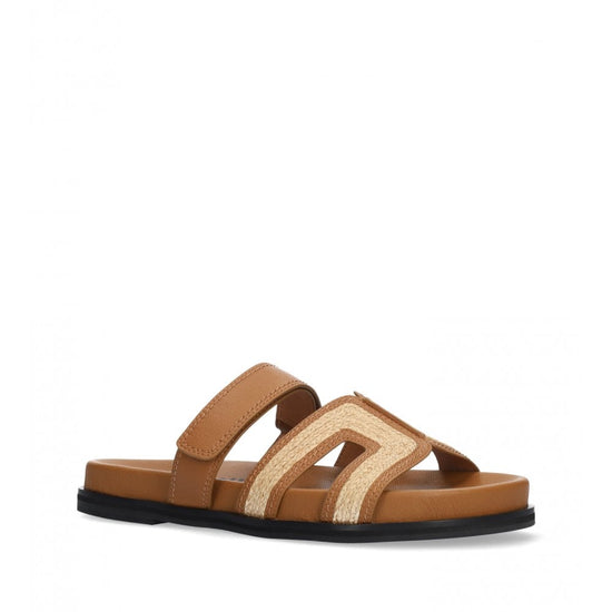 Young Ideas/Henmores - Mindy Raffia Slide On Sandal - Brown Raffia - 4