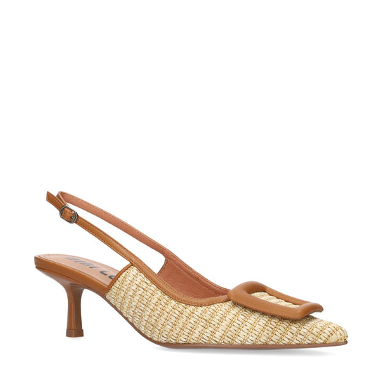 Young Ideas/Henmores - Raffia Sling Back Pump - Natural - 4