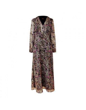 Young Ideas/Henmores - C_Dennas Sheer Sleeve Midi Dress - 963 Burgundy Floral - 8