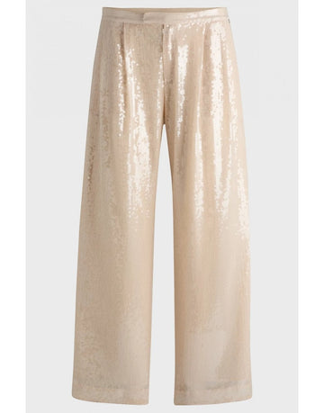 Young Ideas/Henmores - C_Tallets Sequin Wide Leg Trousers - 848 Cream Sequin - 8