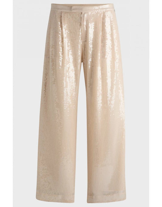 Young Ideas/Henmores - C_Tallets Sequin Wide Leg Trousers - 848 Cream Sequin - 8