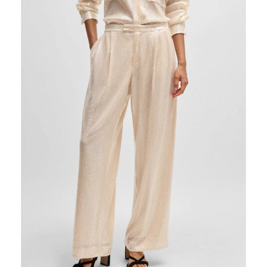 Young Ideas/Henmores - C_Tallets Sequin Wide Leg Trousers - 848 Cream Sequin - 8
