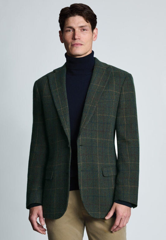 Young Ideas & Henmores -Avon Tailored Fit Herringbone Tweed Blazer -Brown -40
