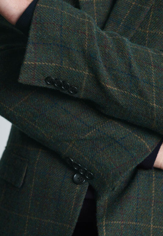 Young Ideas & Henmores -Avon Tailored Fit Herringbone Tweed Blazer -Brown -40