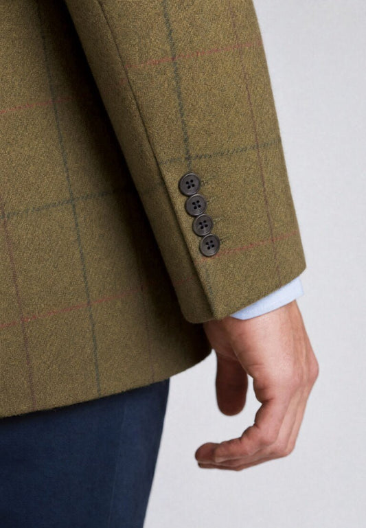 Young Ideas & Henmores -Bentham Tailored Fit Tweed Blazer -Forest Green -40