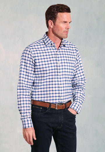 Young Ideas & Henmores - Bold Check Longsleeved Shirt - White - M