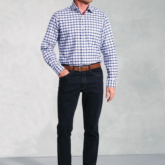 Young Ideas & Henmores - Bold Check Longsleeved Shirt - White - M