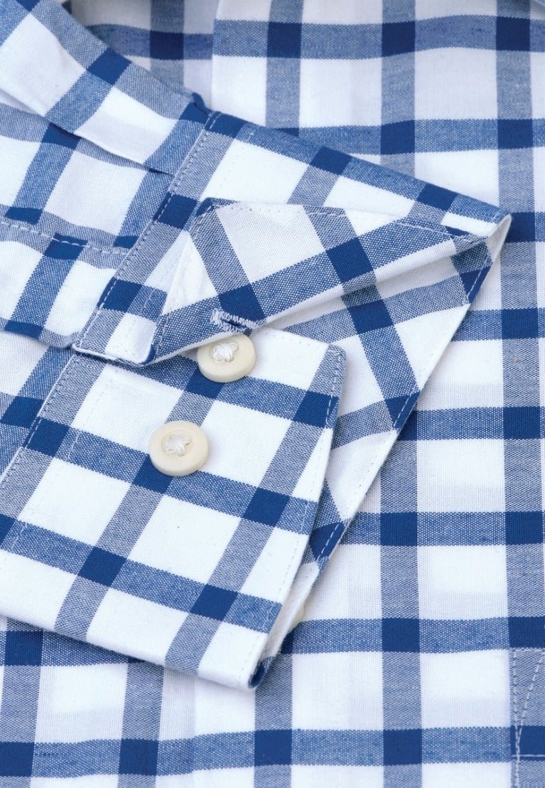 Young Ideas & Henmores - Bold Check Longsleeved Shirt - White - M