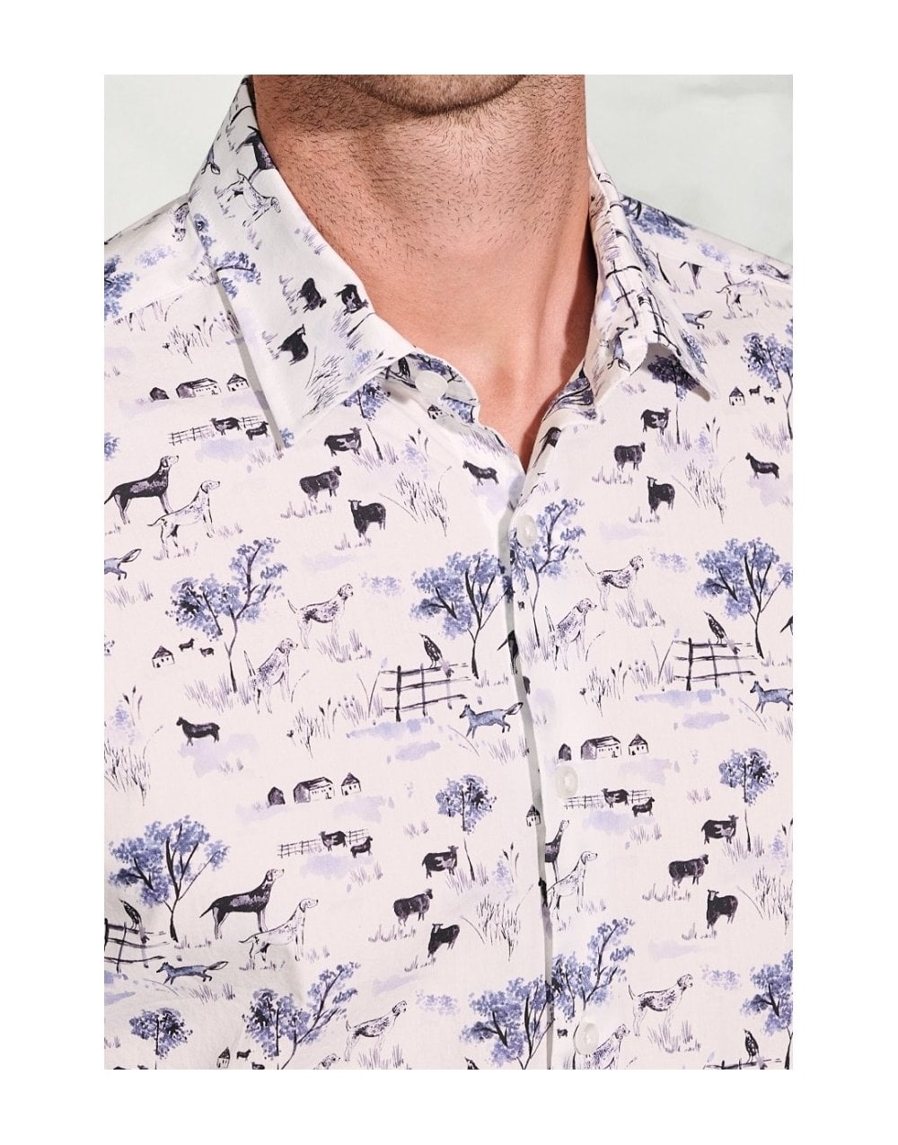 Young Ideas/Henmores - Country Print Shirt - Ecru Acorn Print - S