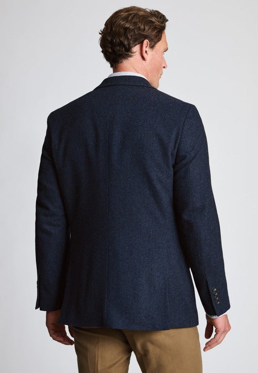 Young Ideas & Henmores -Dunster Tailored Fit Solid Tweed Blazer -Navy -40