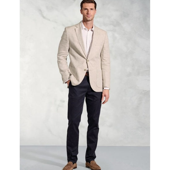 Young Ideas/Henmores - Eastwood tailored Fit Linen Blazer - Blue - 42