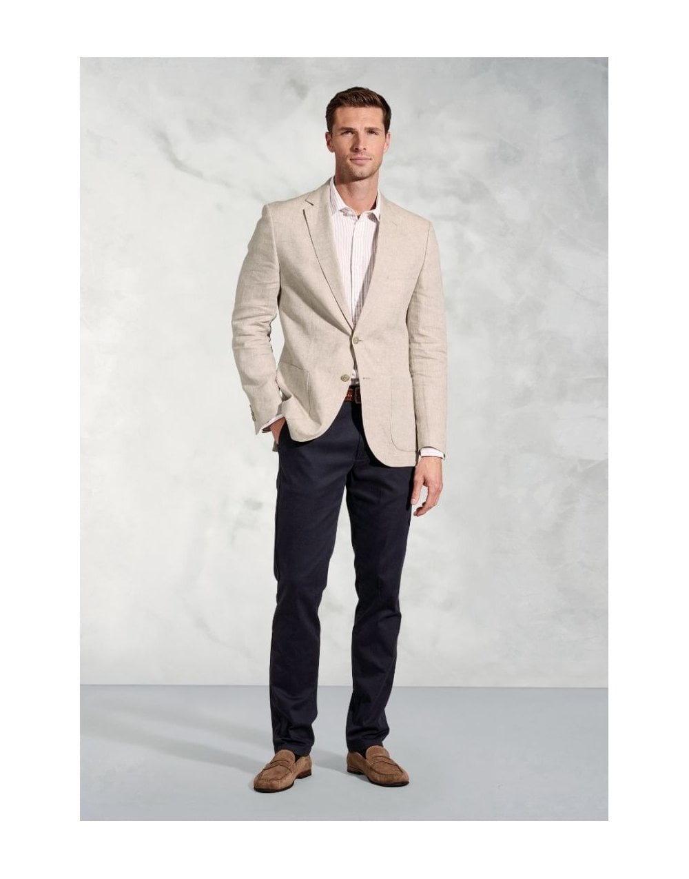 Young Ideas/Henmores - Eastwood tailored Fit Linen Blazer - Blue - 42