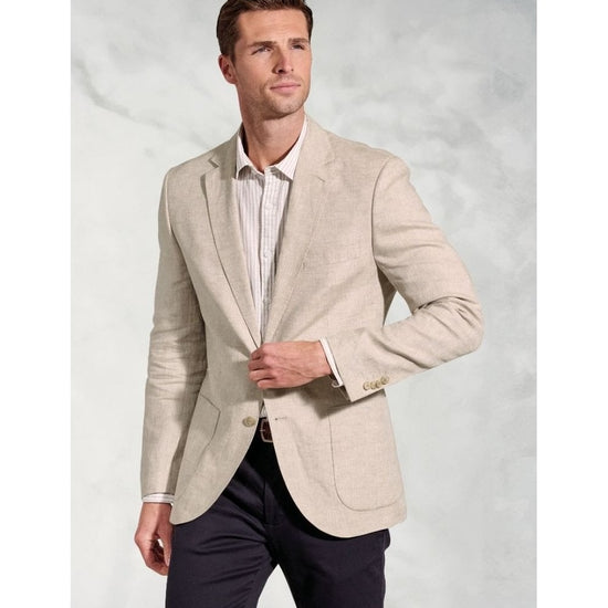 Young Ideas/Henmores - Eastwood tailored Fit Linen Blazer - Blue - 42