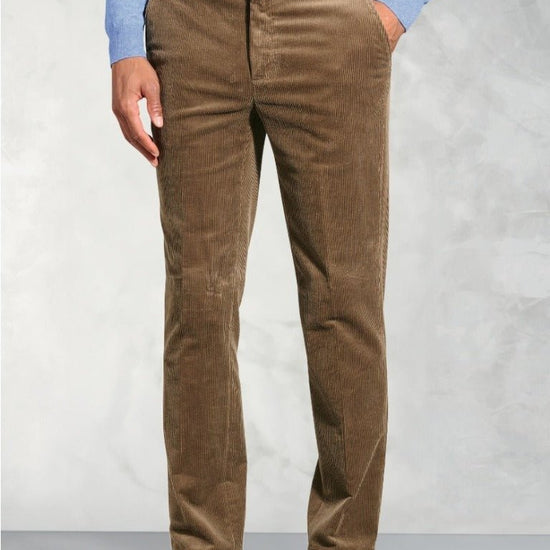 Young Ideas & Henmores -Ellroy Regular Fit Cord Trousers -Camel -36x29