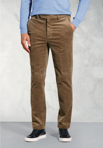 Young Ideas & Henmores -Ellroy Regular Fit Cord Trousers -Camel -36x29