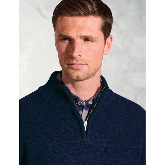 Young Ideas/Henmores - Eton Tonal Guernsey Knitted Jumper - Navy - M