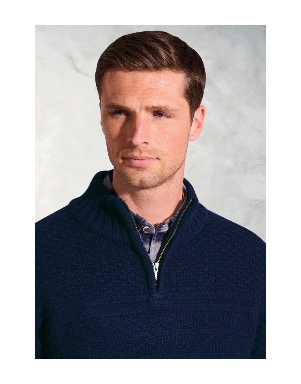 Young Ideas/Henmores - Eton Tonal Guernsey Knitted Jumper - Navy - M