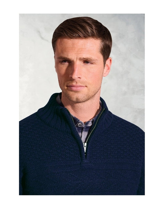 Young Ideas/Henmores - Eton Tonal Guernsey Knitted Jumper - Navy - M