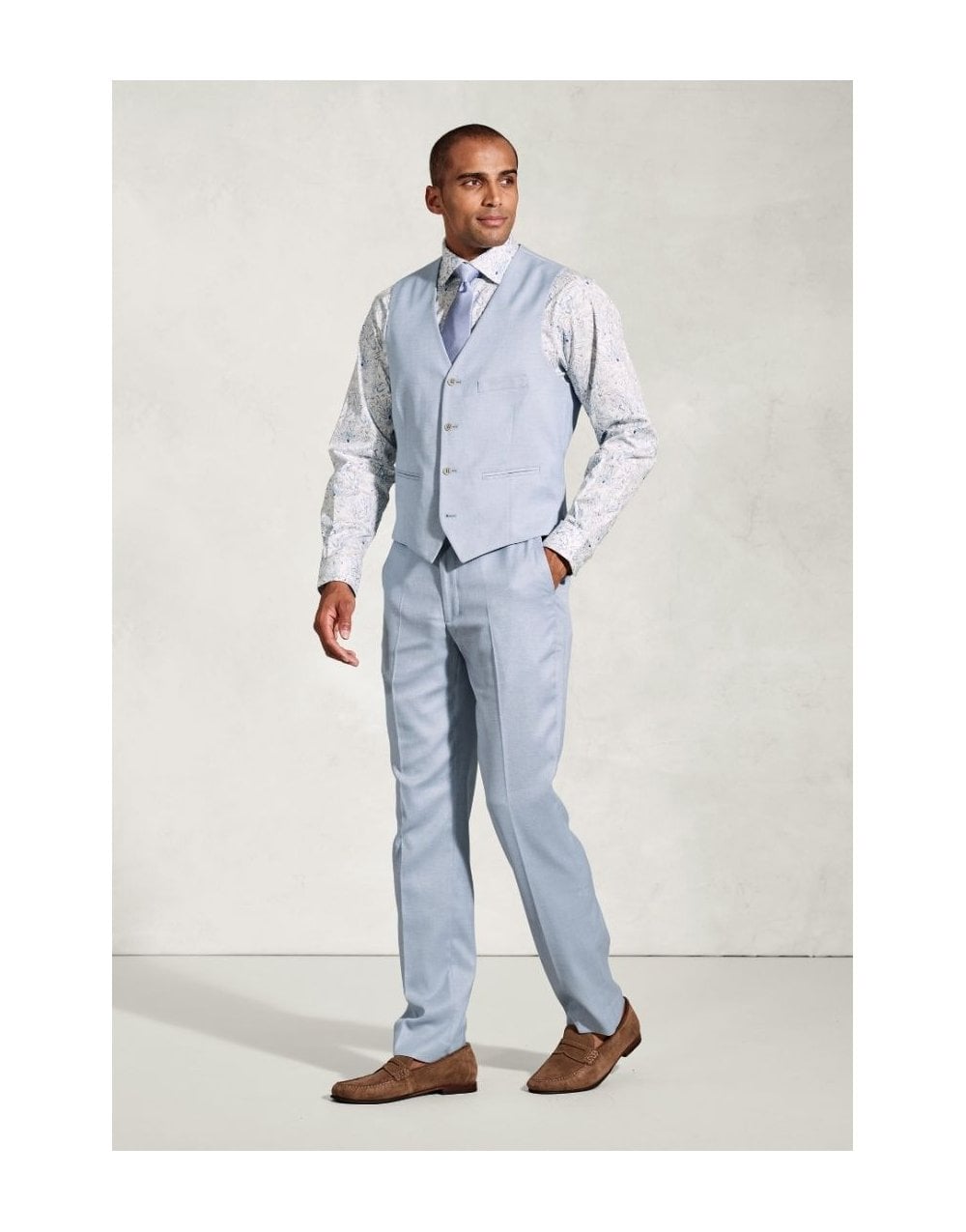 Young Ideas/Henmores - Hardy Lined Waistcoat - Light Blue - 42