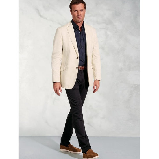 Young Ideas/Henmores - Hemsworth Tailored Fit Linen Mix Blazer - stone - 42