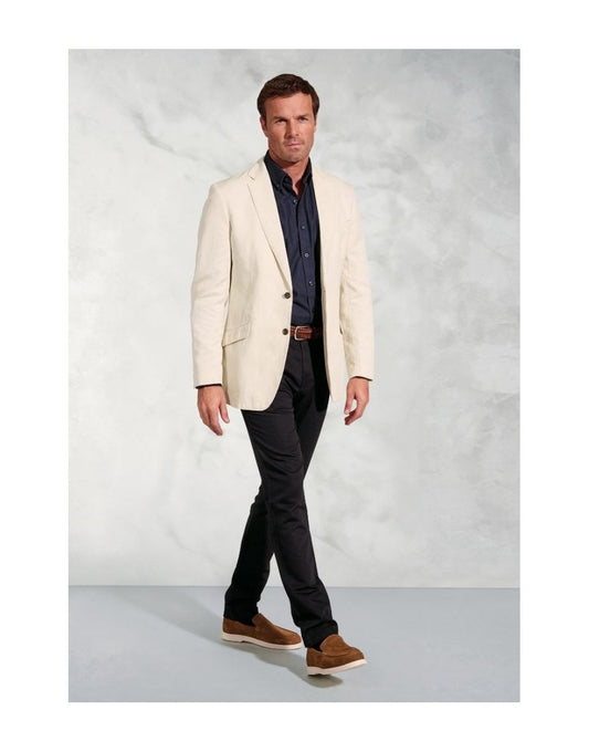 Young Ideas/Henmores - Hemsworth Tailored Fit Linen Mix Blazer - stone - 42