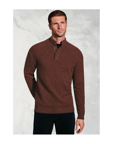 Young Ideas/Henmores - Hendricks 1/4 Buttoned Jumper - Rust - S